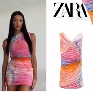 NWT Zara asymmetrical colorful mini